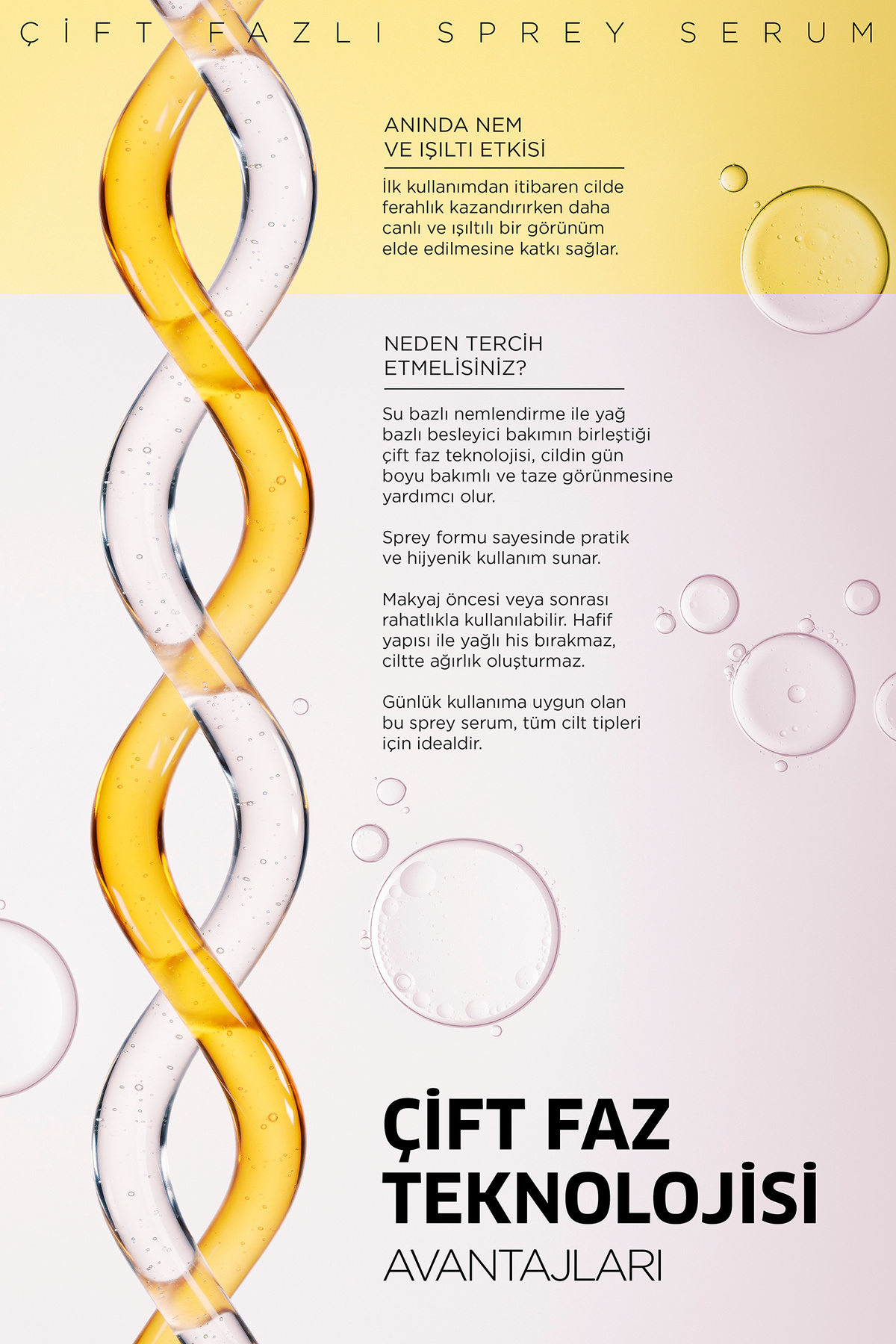 سرم اسپری دو فاز مرطوب کننده و روشن کننده ۱۰۰ میلی لیتر — DUALPHASESPRAYSERUM — تصویر 4 از 5