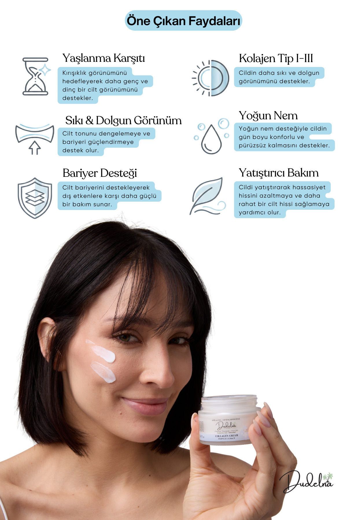 Yaşlanma ve Kırışıklık Karşıtı Yüz Kremi | Kolajen-Niacinamide-Propolis-Bakuchiol-Somon DNA — dudelna002 — تصویر 4 از 9