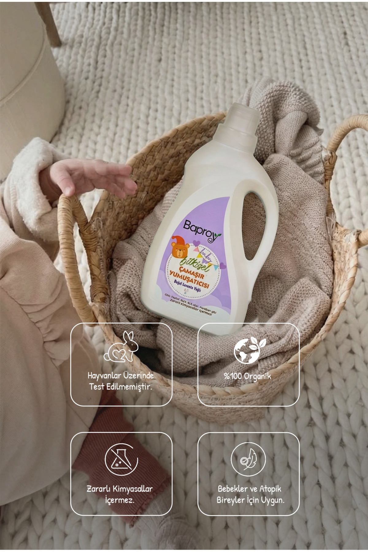 Baproy Bebekler Için Bitkisel Çamaşır Yumuşatıcısı Doğal Lavanta Yağlı 1 Litre fotoğrafı 5 (önizleme)