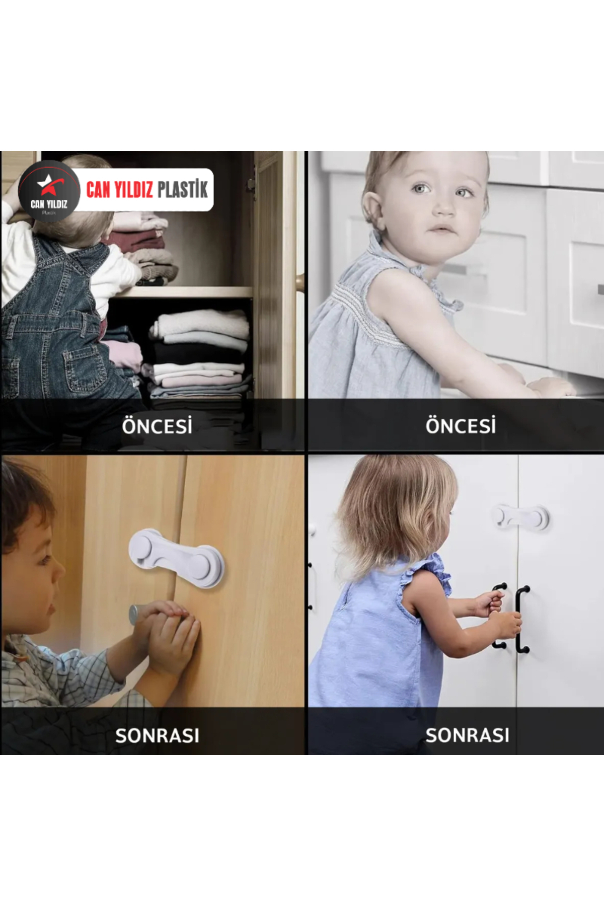 CAN YILDIZ PLASTİK Mandallı Dolap Ve Çekmece Çok Amaçlı Çocuk Bebek Güvenlik Kilit Emniyet fotoğrafı 3 (önizleme)