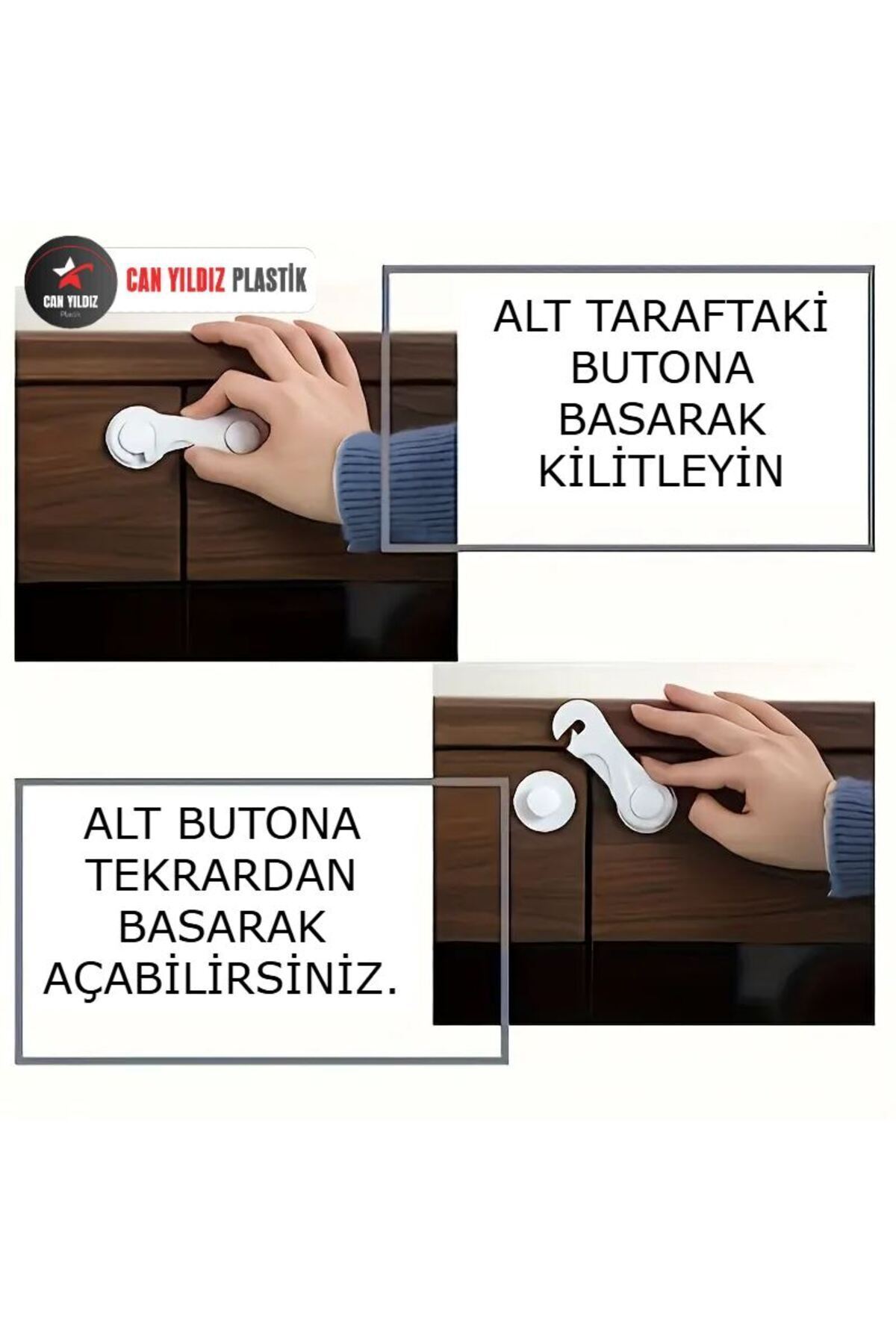 CAN YILDIZ PLASTİK Mandallı Dolap Ve Çekmece Çok Amaçlı Çocuk Bebek Güvenlik Kilit Emniyet fotoğrafı 4 (önizleme)
