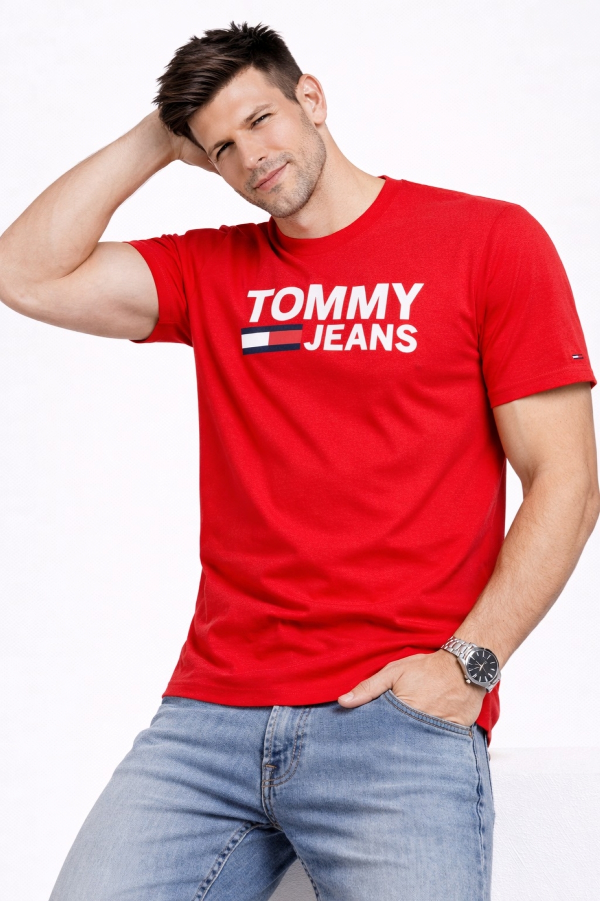 تامی هیلفیگر تی شرت آستین کوتاه مردانه طرح TJM