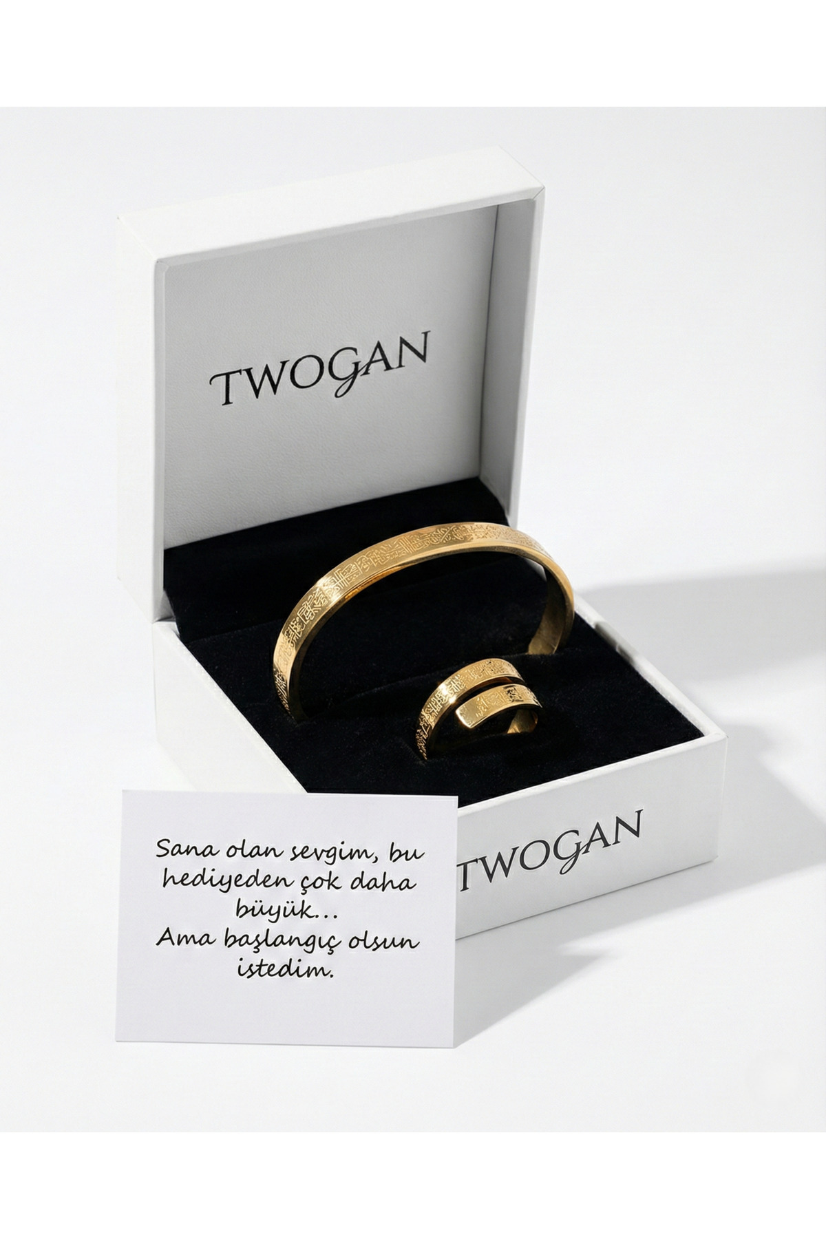 Verse Globe Bracelet and Ring, Gold Color Steel
