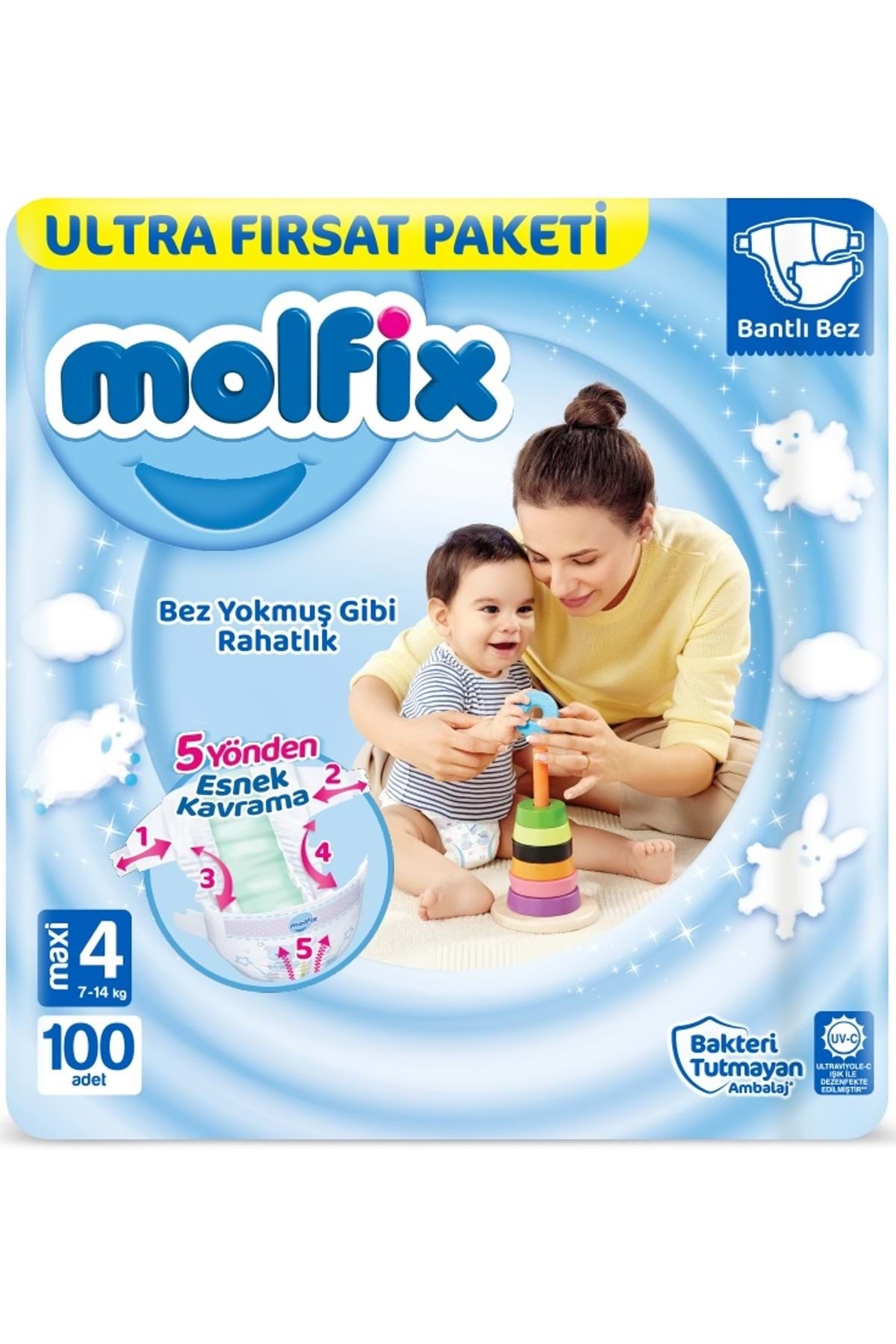 Molfix Bebek Bezi Beden:4 (7-14Kg) Maxi 100 Adet Ultra Fırsat Pk