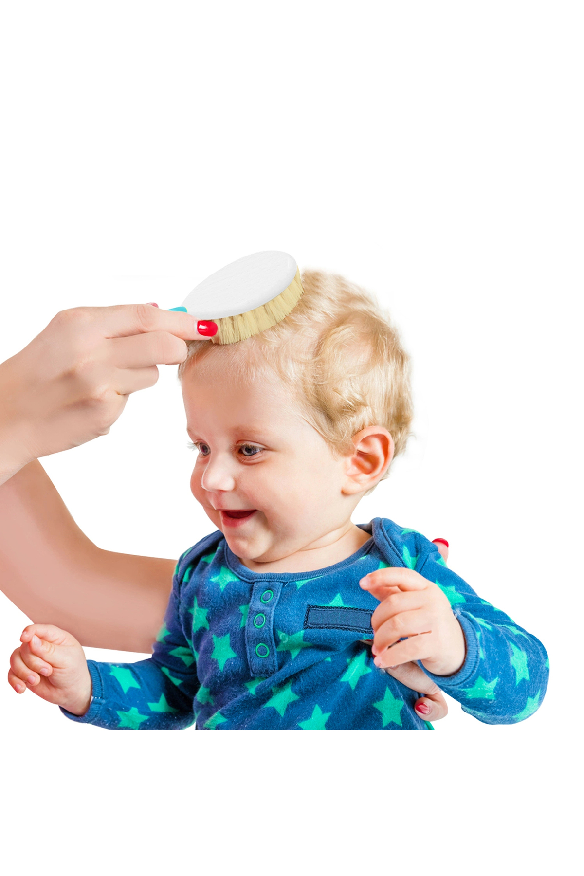 Babyjem 519 Mavi Fırça Tarak Seti Doğal Kıl fotoğrafı 4 (önizleme)