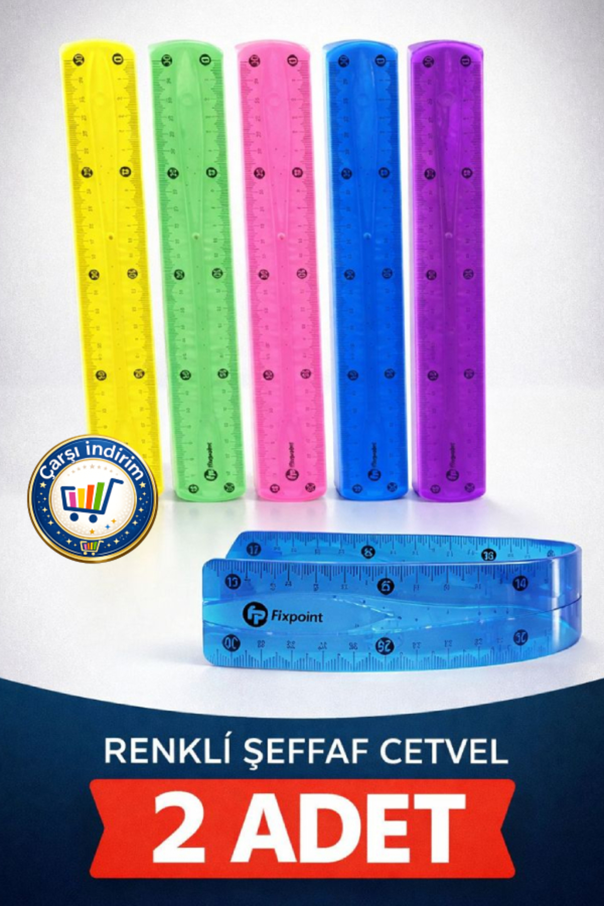 nistabolje 2 Adet Esnek Cetvel Kırılmaz Dayanıklı Cetvel 30 Cm