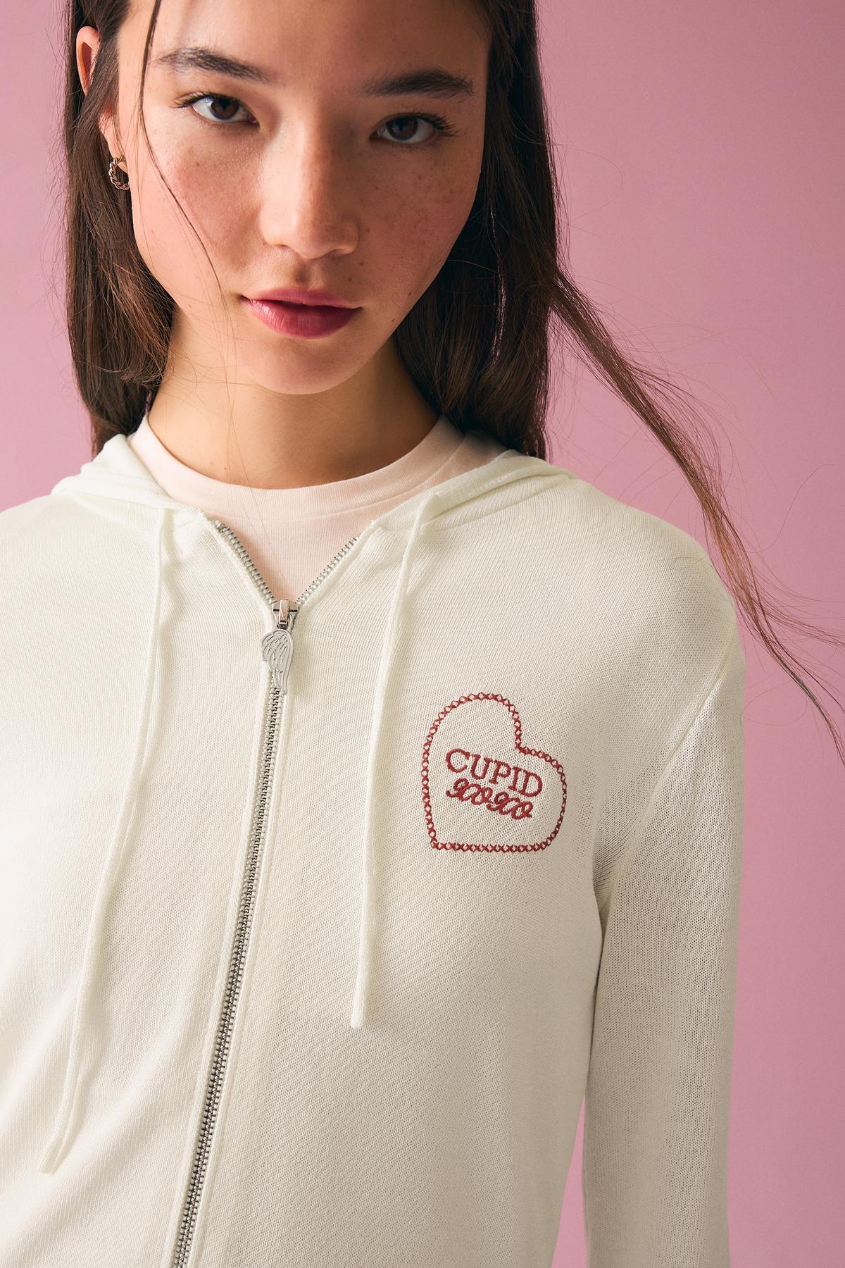 Bershka  Fermuarlı kapüşonlu baskılı sweatshirt - Görsel 3