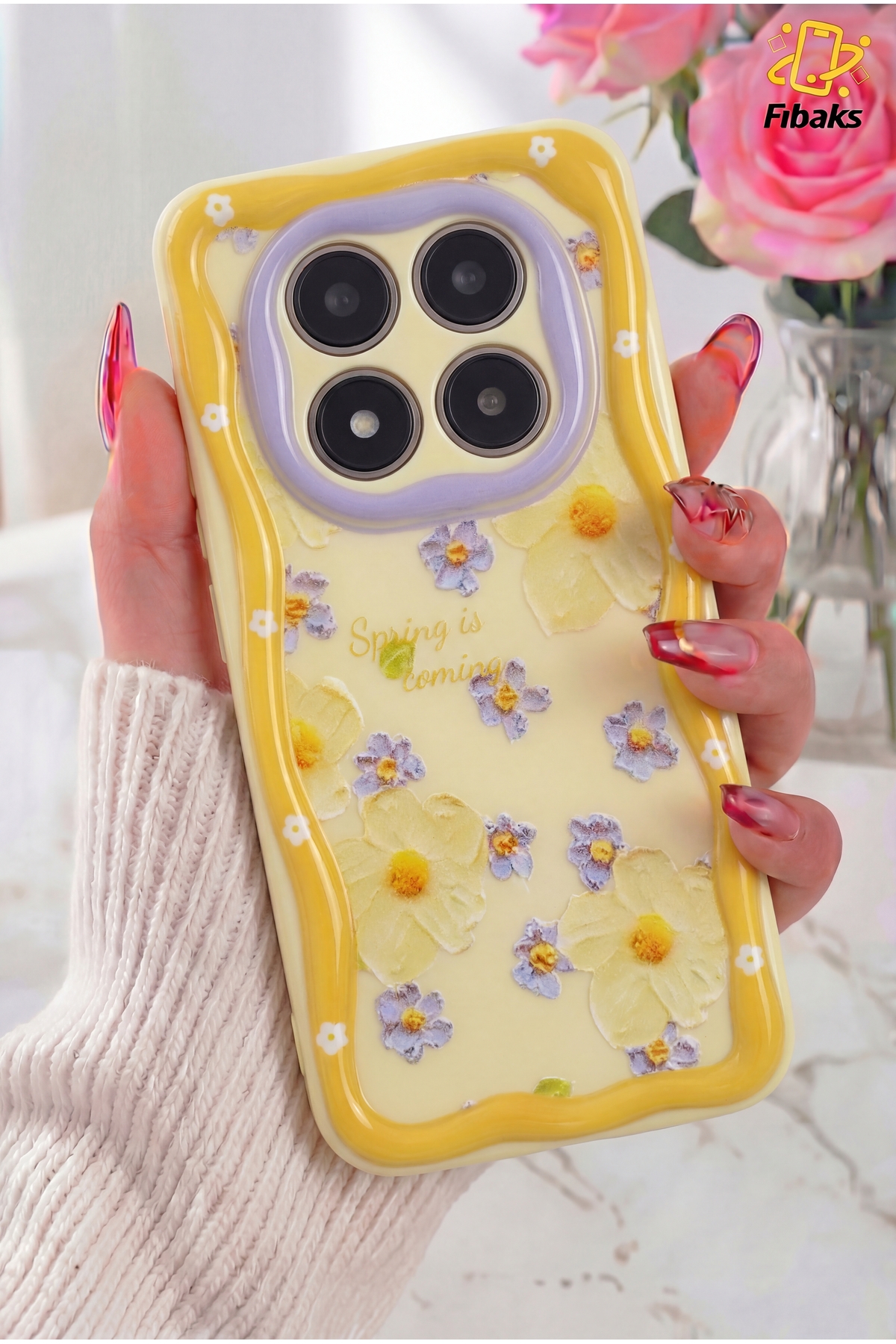 Redmi Note 14 Pro 4G/5G Case Design Patterned Camera Protected Daisy Flower Color Silicone Cover