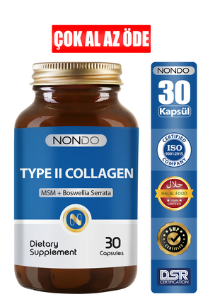Nondo Tip 2 Kolajen 30 Kapsül ( Msm Akgünlük Ekstresi Type 2 Collagen )