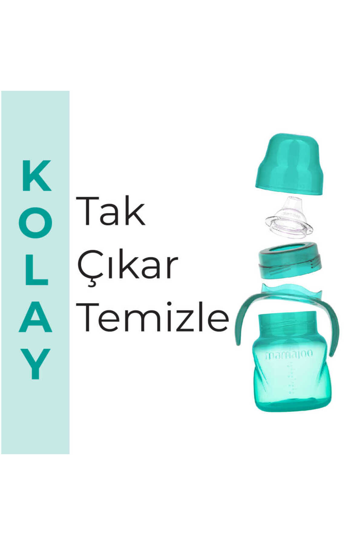 Mamajoo Damlatmaz Eğitici Kulplu Bardak, 160 Ml, Yeşil, 6 Ay , 1 Adet fotoğrafı 6 (önizleme)