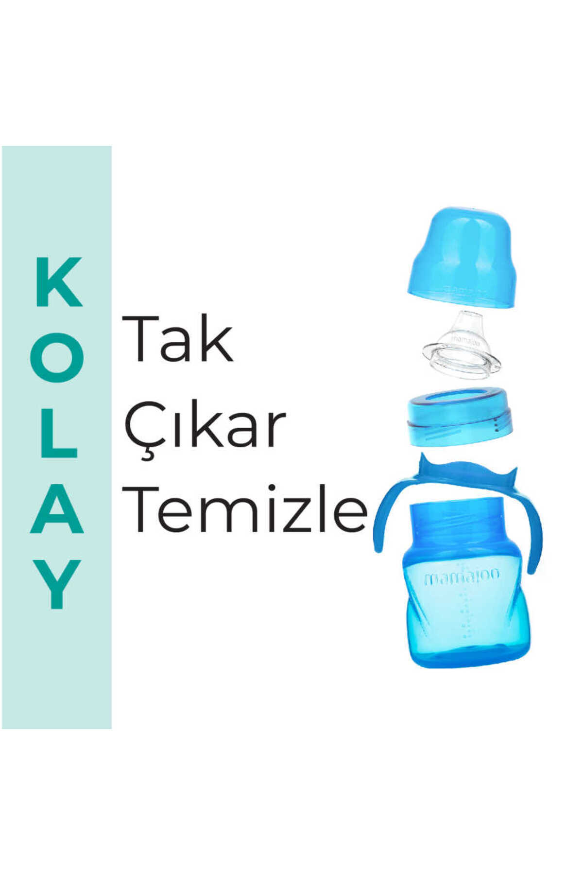 Mamajoo Damlatmaz Eğitici Kulplu Bardak, 160 Ml, Mavi, 6 Ay , 1 Adet fotoğrafı 6 (önizleme)