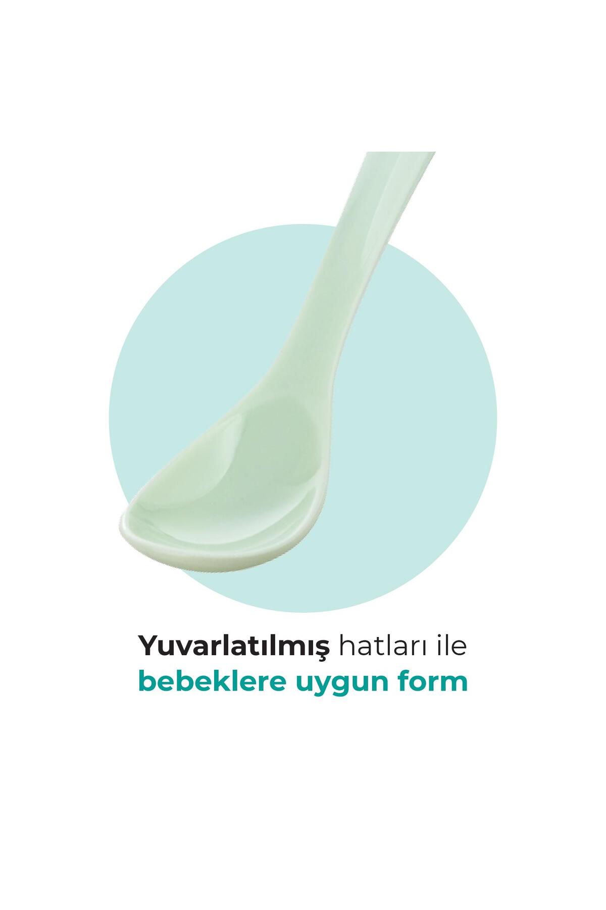 Mamajoo Ergonomik Beslenme Kaşık Seti Powder Green & Beyaz, 6 Ay+ İkili - Saklama Kabı Hediyeli fotoğrafı 3 (önizleme)