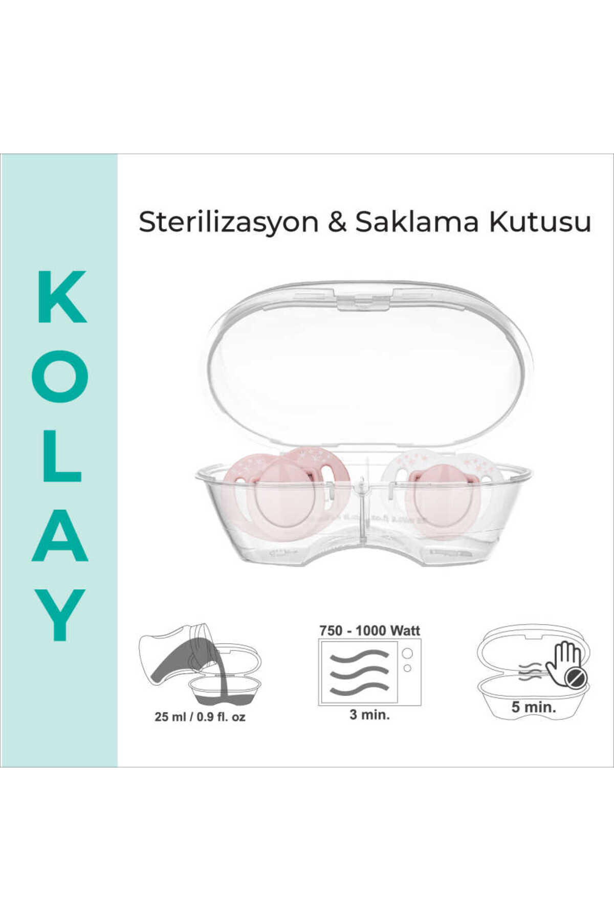 Mamajoo Ortodontik Emzik Seti 0 Ay+ Powder Pink | İkili, Silikon, Damaklı | Sterilizasyon & Saklama fotoğrafı 6 (önizleme)