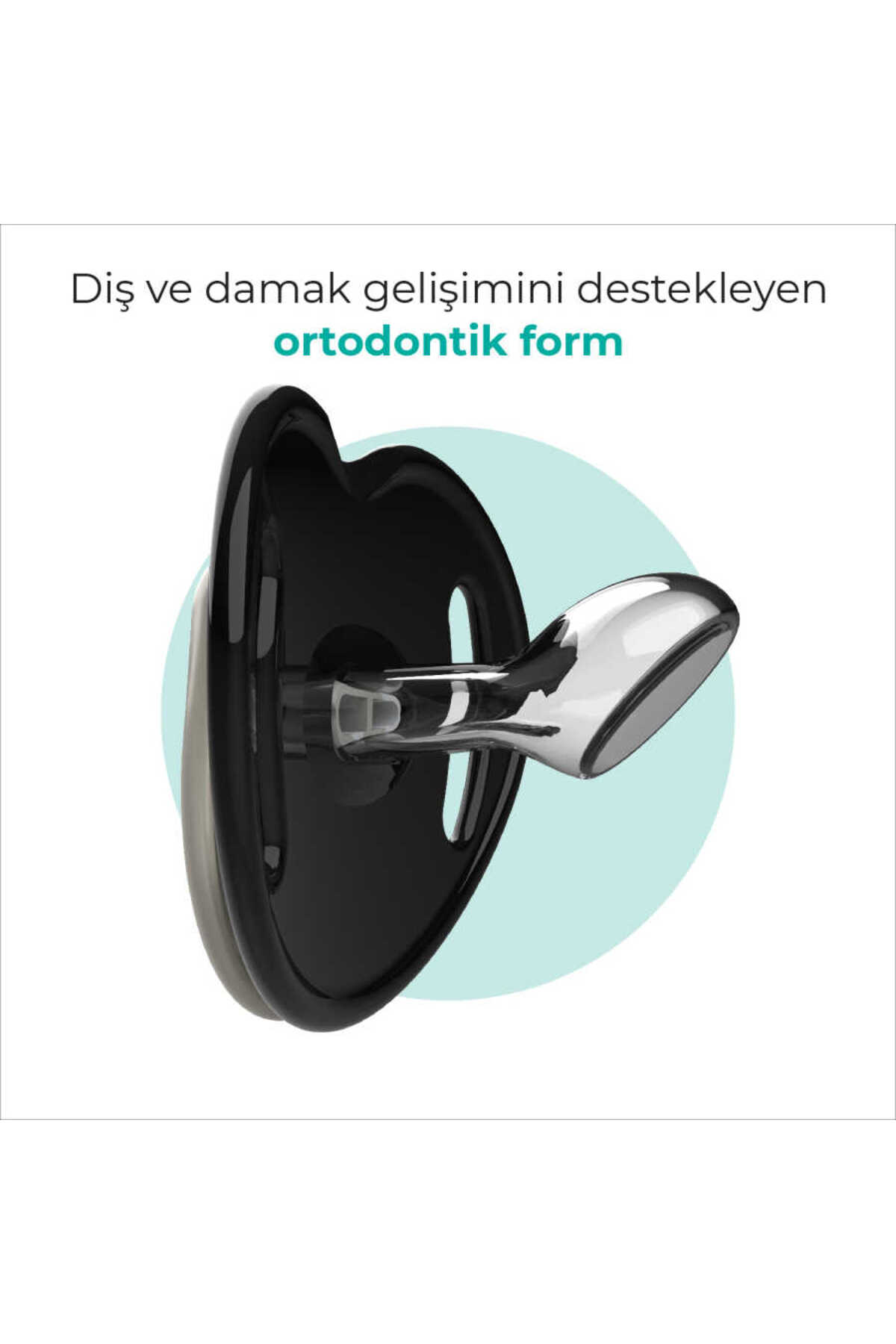 Mamajoo Ortodontik Emzik Seti 6 Ay+ Black & Pearl | İkili, Silikon, Damaklı | Sterilizasyon & Saklam fotoğrafı 3 (önizleme)