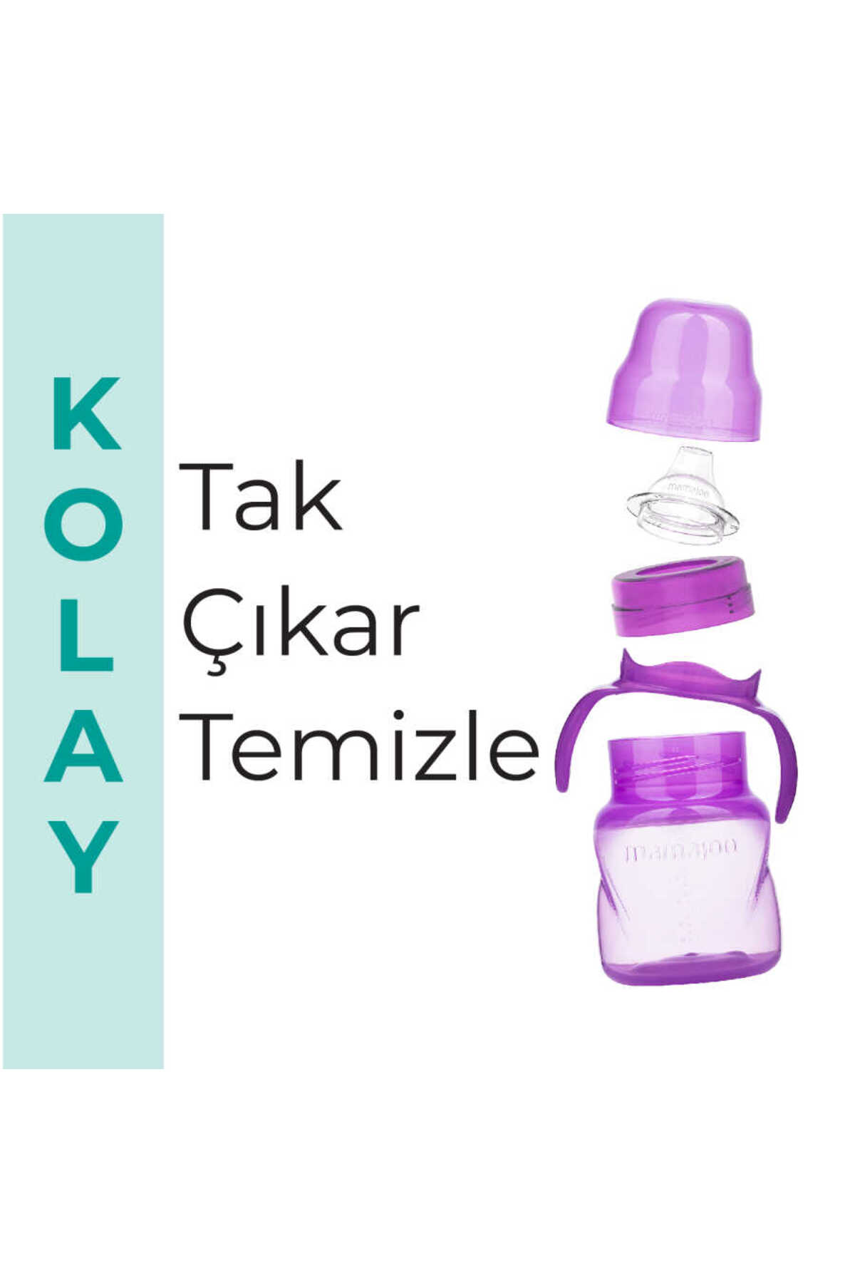 Mamajoo Damlatmaz Eğitici Kulplu Bardak, 160 Ml, Mor, 6 Ay , 1 Adet fotoğrafı 6 (önizleme)