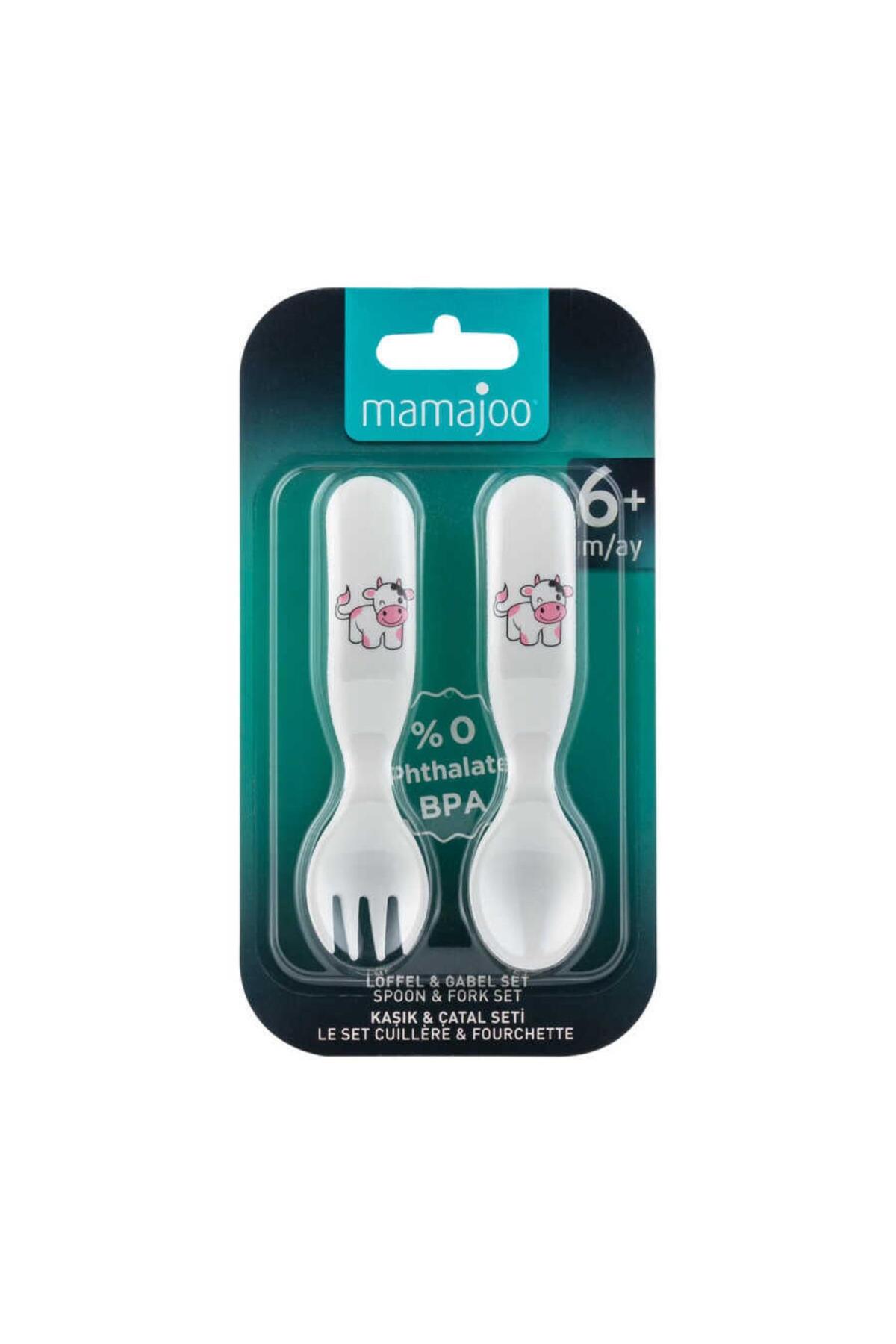 Mamajoo Ergonomik Beslenme Kaşık Çatal Seti Pembe & İnek, 6 Ay+ İkili fotoğrafı 6 (önizleme)