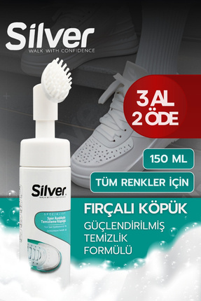 Silver Fırçalı Spor Ayakkabı Bakım Temizleme Köpüğü Güçlendirilmiş Formül 150 ML