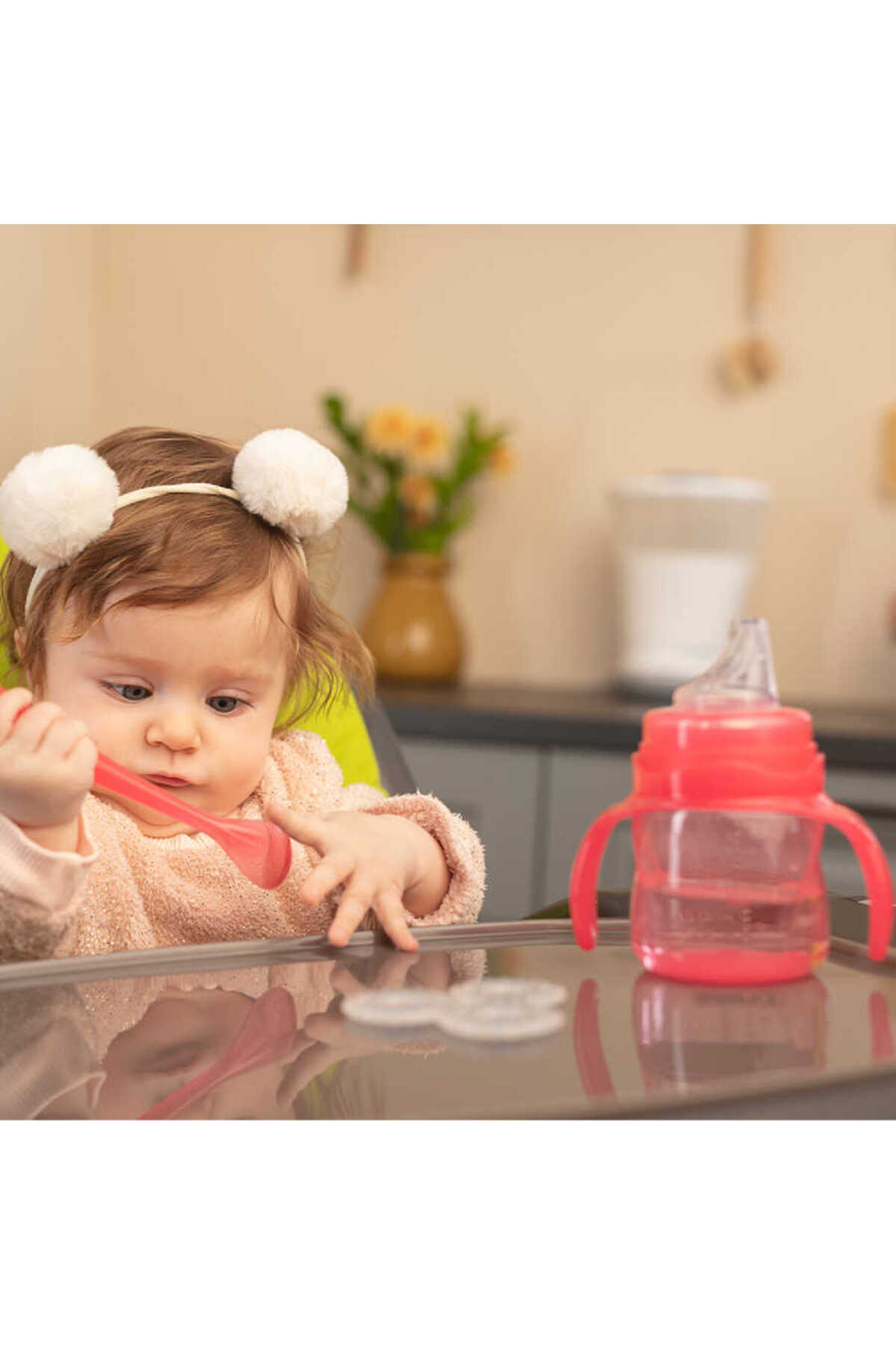 Mamajoo Yumuşak Uçlu Kulplu Eğitici Bardak 160 Ml Pembe 6 Ay+ fotoğrafı 7 (önizleme)