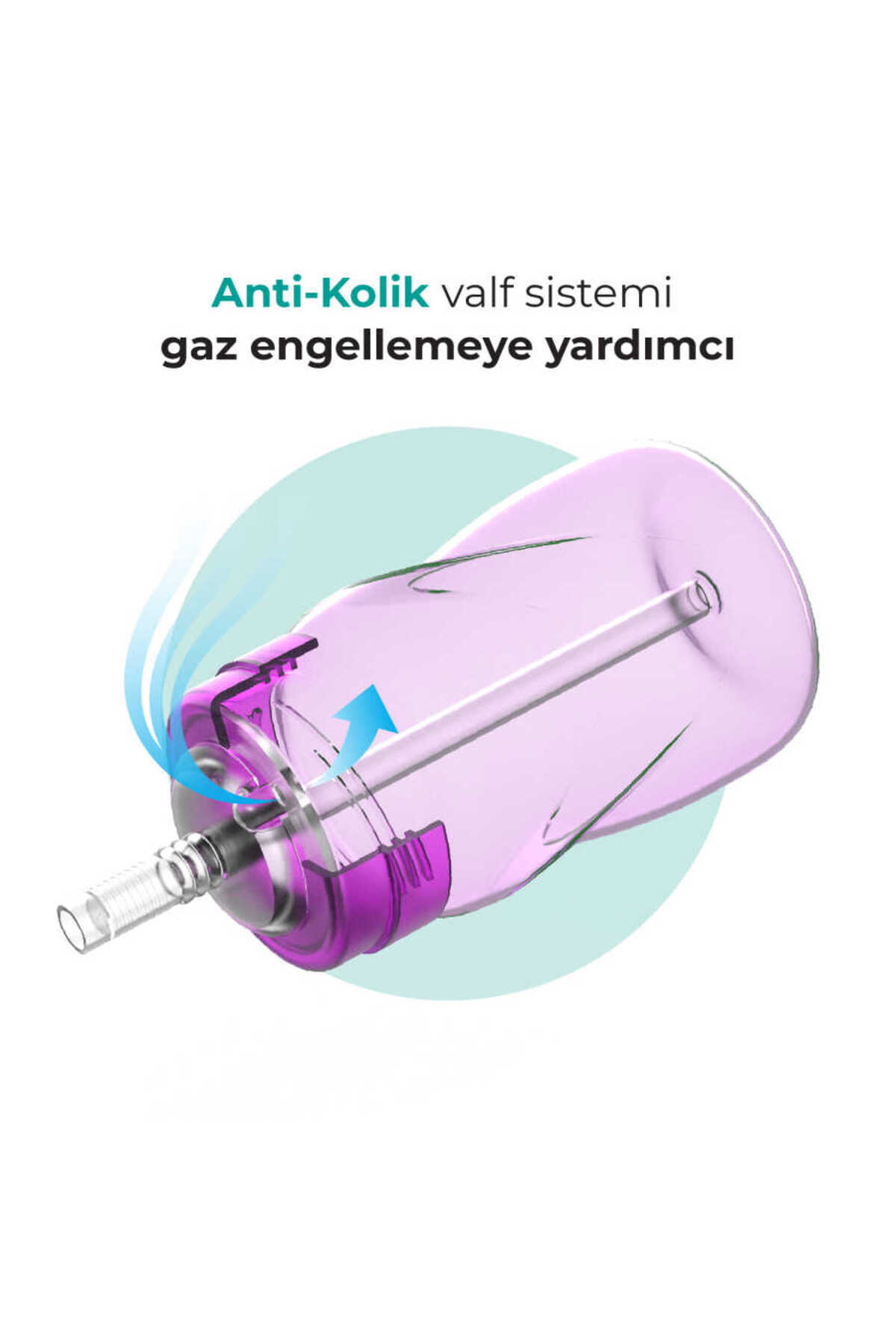 Mamajoo Antikolik Akıtmaz Pipetli Bardak 270 ml Mor, 12 Ay+ fotoğrafı 3 (önizleme)