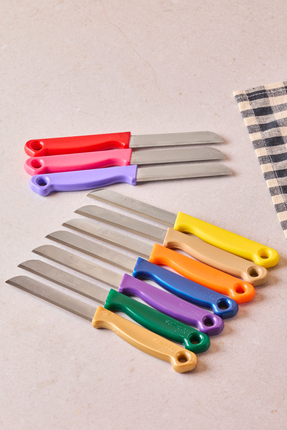 Perotti x Solingen Germany 10'lu Gökkuşağı Renkli Tırtıklı Meyve ve Sebze Bıç...