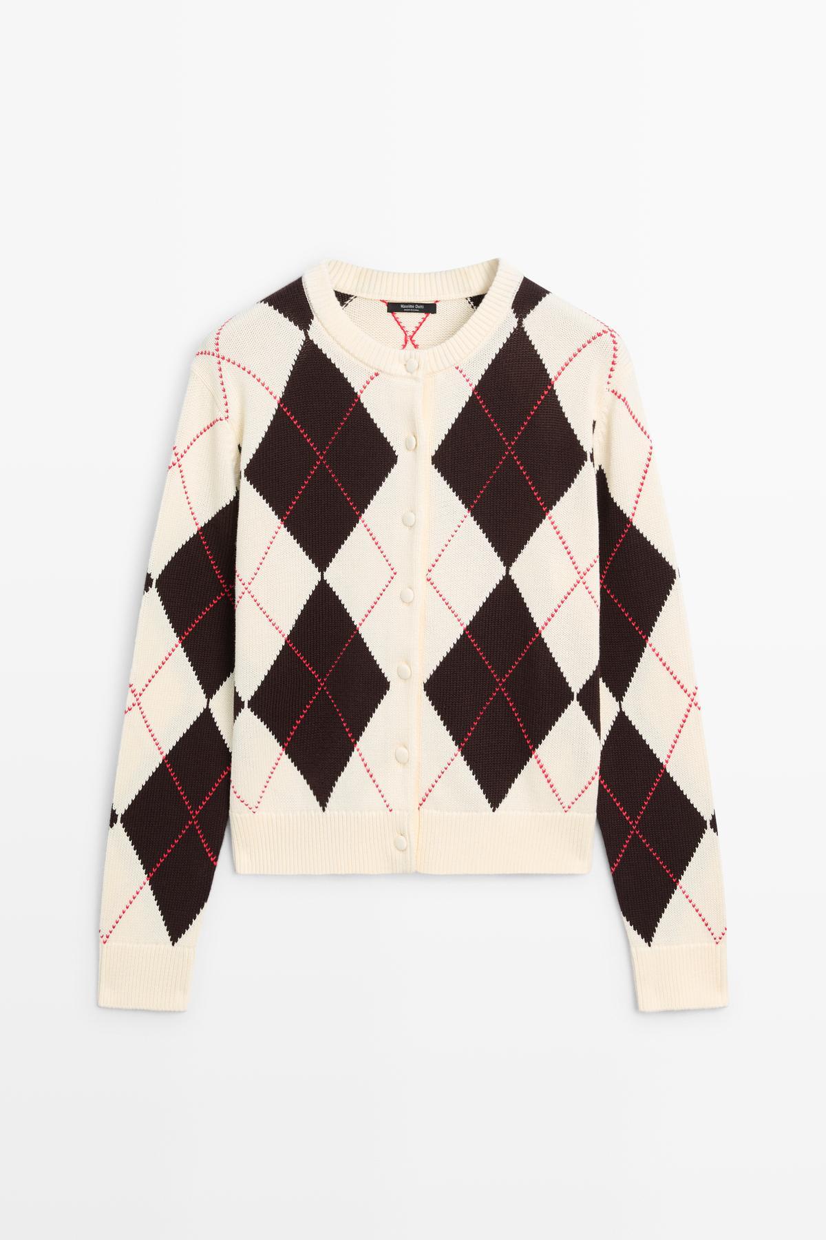 Massimo Dutti  Pamuklu baklava desenli hırka - Görsel 5