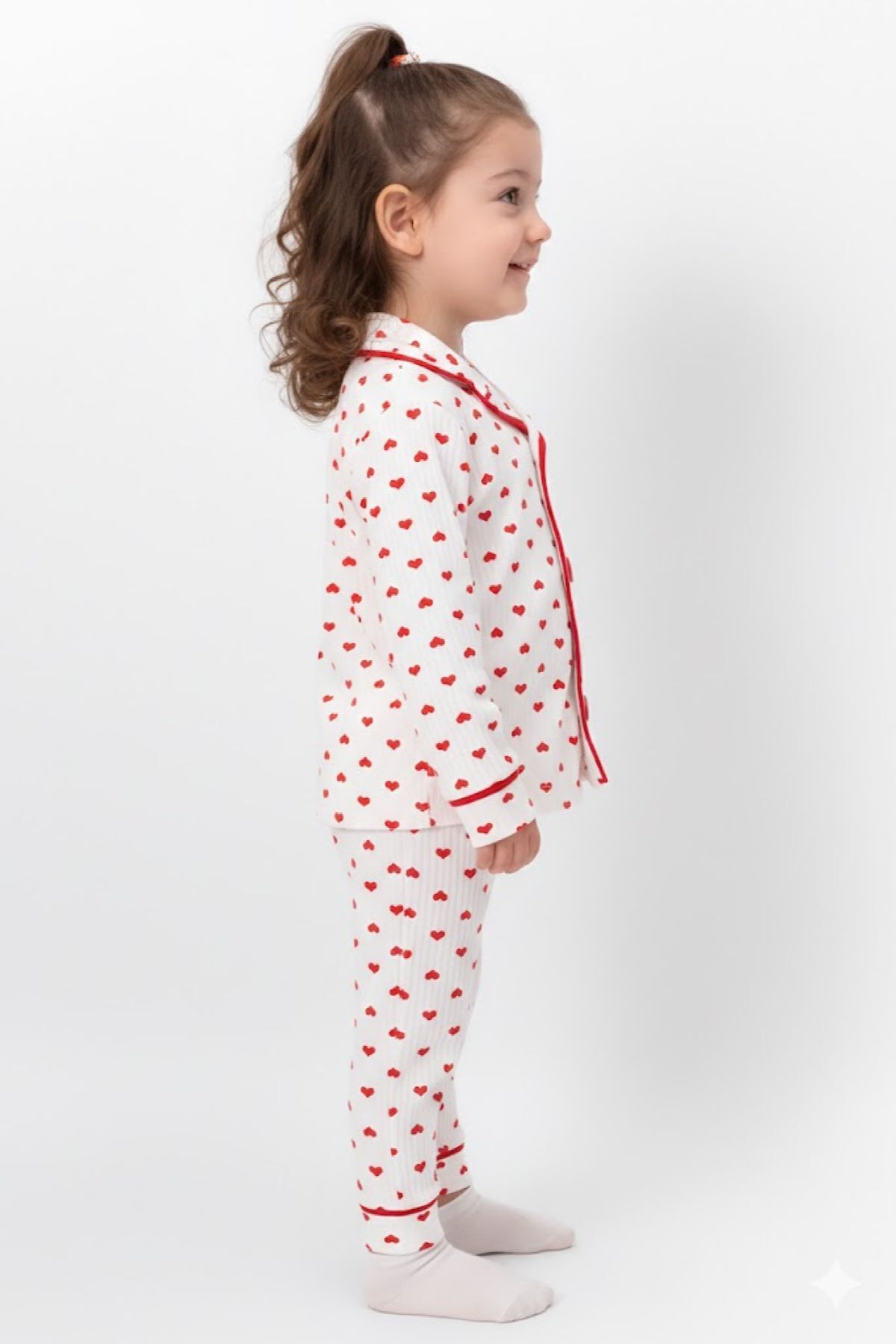 Genel Markalar Kız Çocuk Kalpli Pamuklu Pijama Takımı fotoğrafı 2 (önizleme)