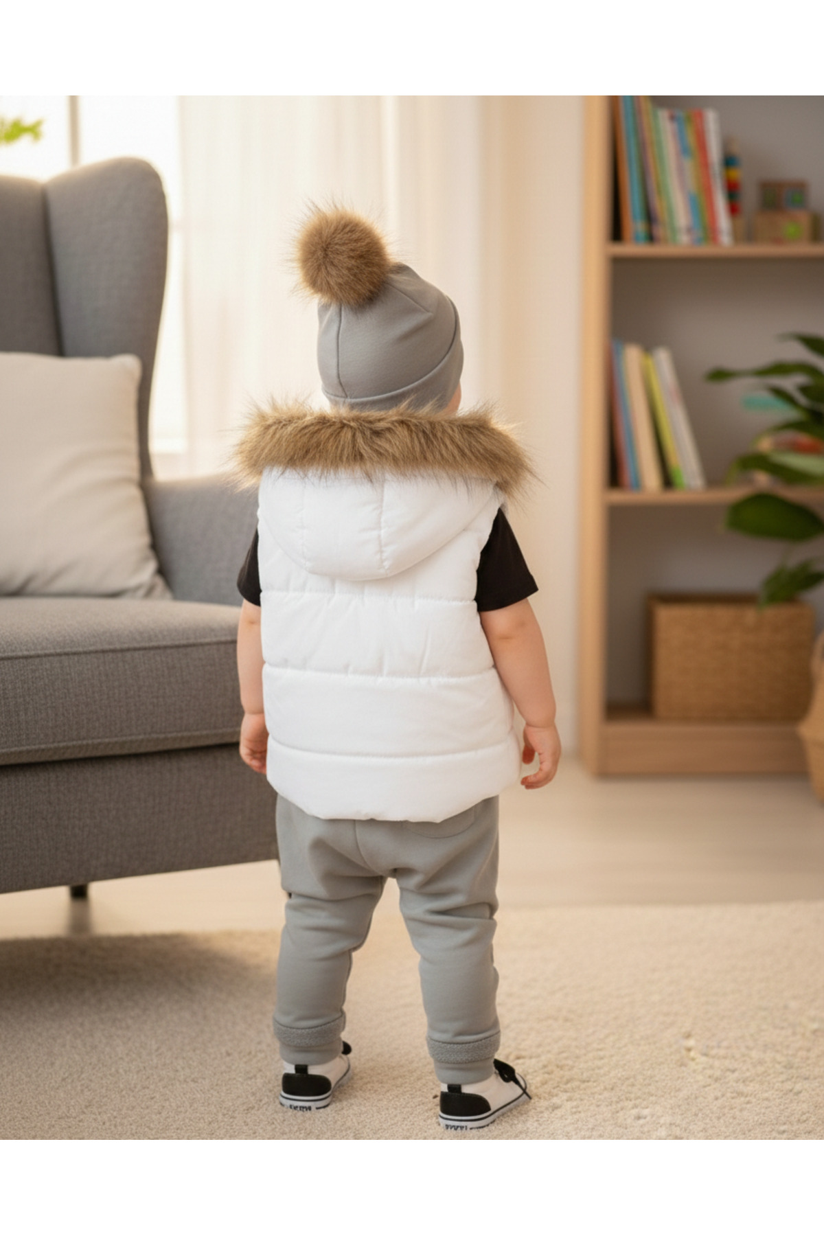 Genel Markalar Unısex Bebek Altı Gri Şişme Yelekli Üçlü Takım fotoğrafı 2 (önizleme)