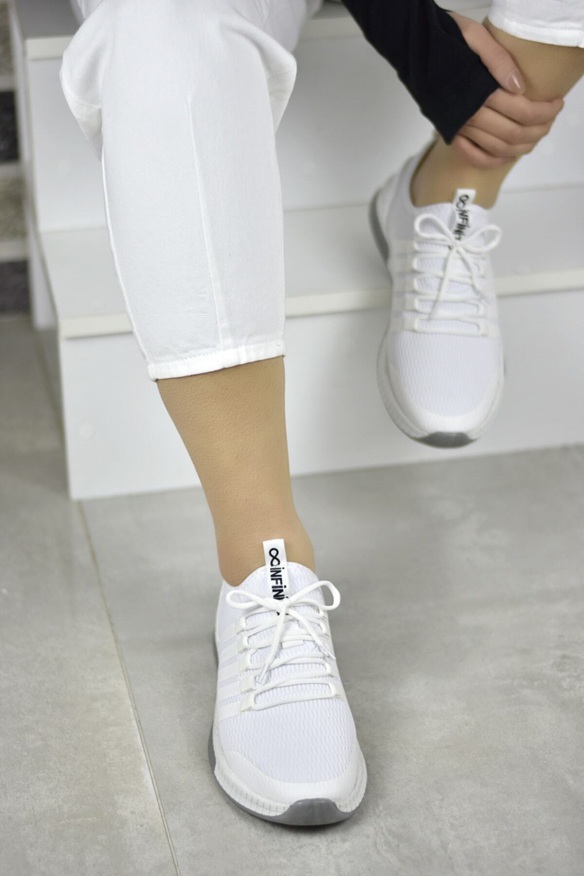 infinite8  Kadın Erkek Bez Spor, Günlük Ayakkabı Beyaz - Görsel 5