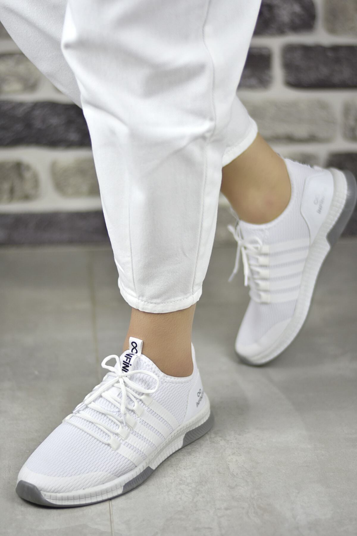 infinite8  Kadın Erkek Bez Spor, Günlük Ayakkabı Beyaz - Görsel 6