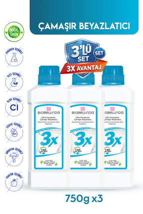 BioBellinda 3x Ultra Konsantre Çamaşır Beyazlatıcı 750 gr ( 3'LÜ SET)