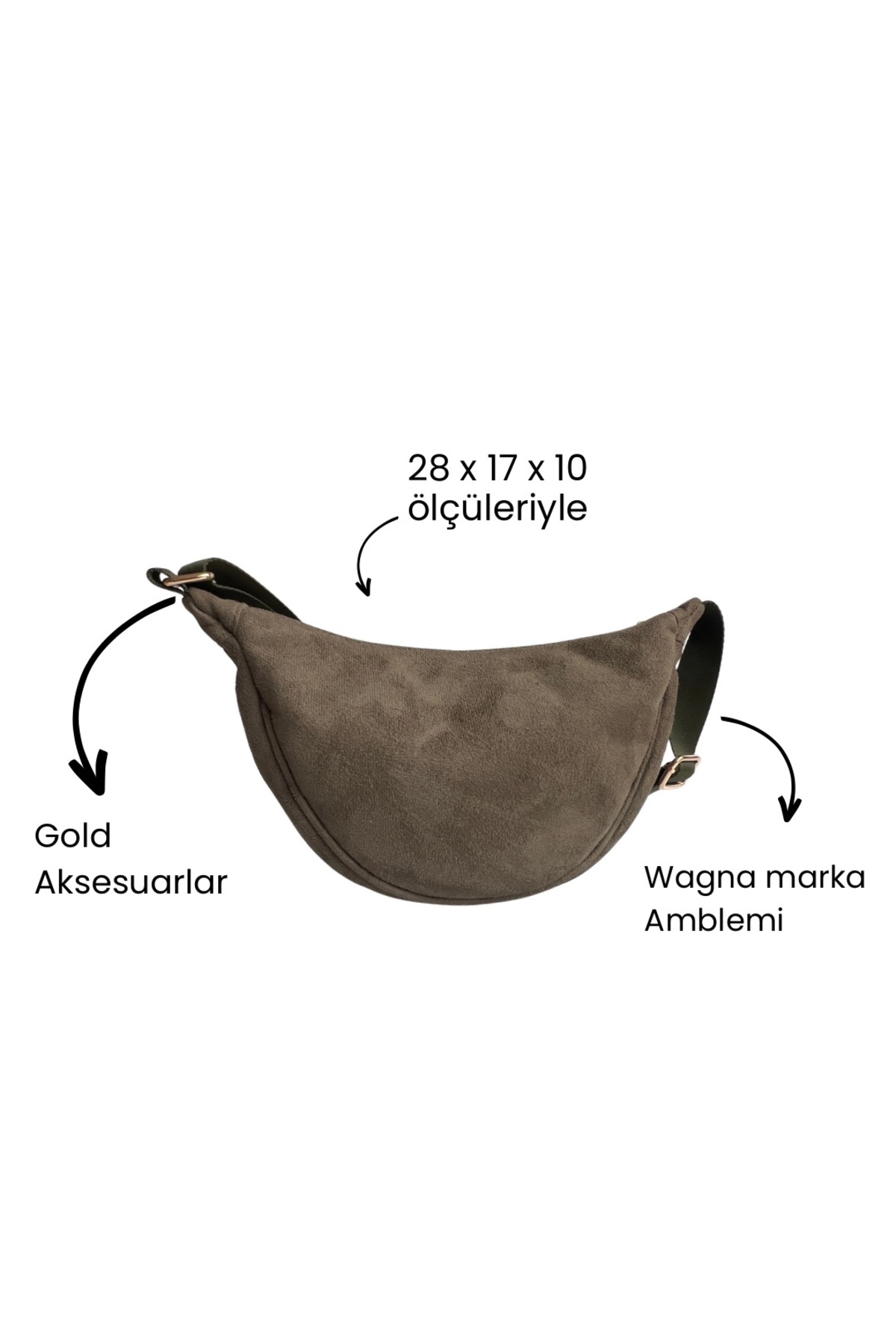 Wagna Süet Luna Bag Haki Çanta görsel 4