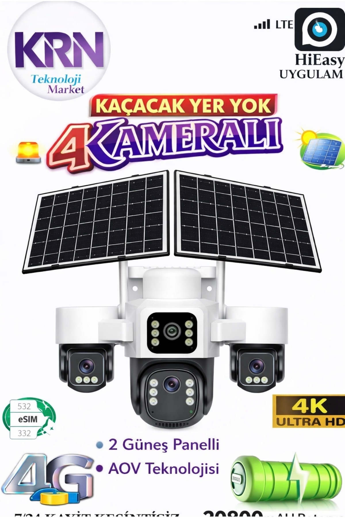 Avenir KRNTECH AS-S446G PTZ DOME KAMERA 12MP 4 KAMERALI ÇİFT PANELLİ
