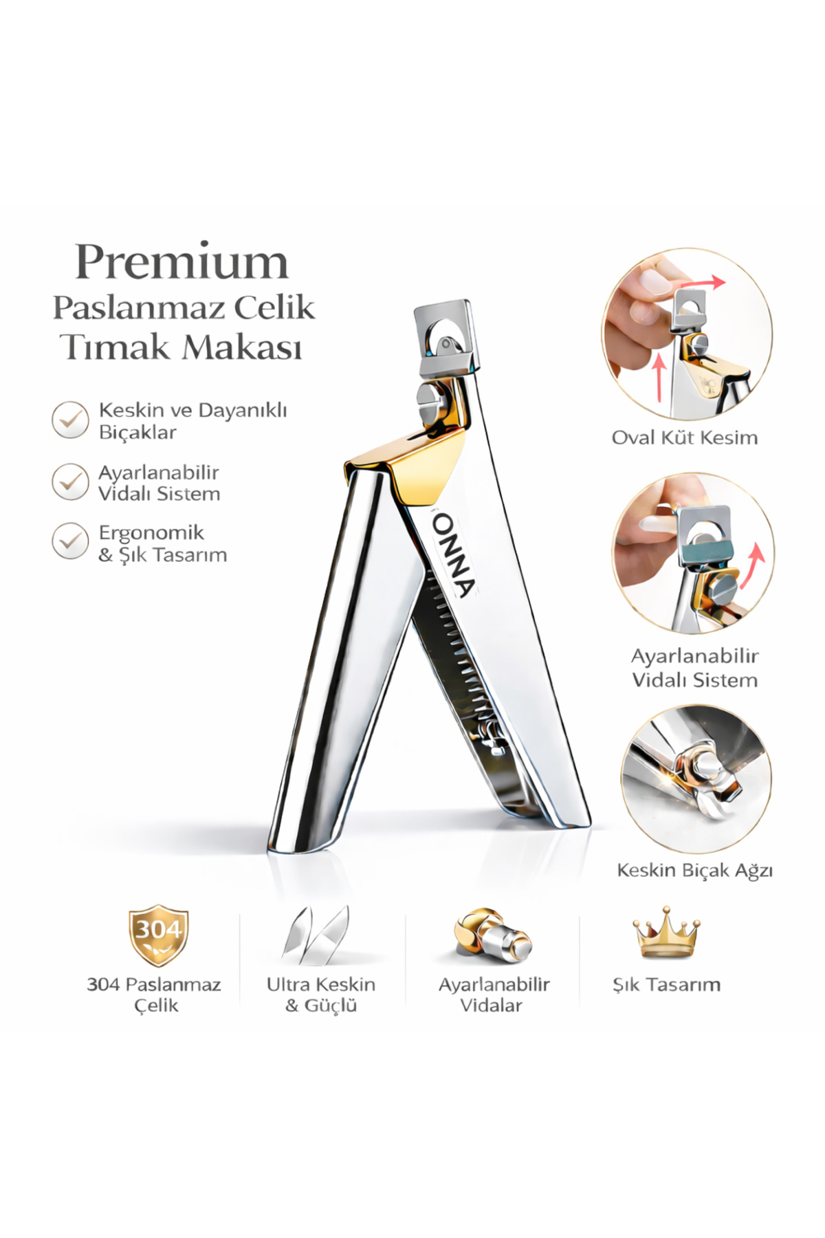Sibelon Premium Paslanmaz Çelik Tırnak Makası – Ultra Keskin Protez Tips Kesme Makası — Sblon-QCUTTER