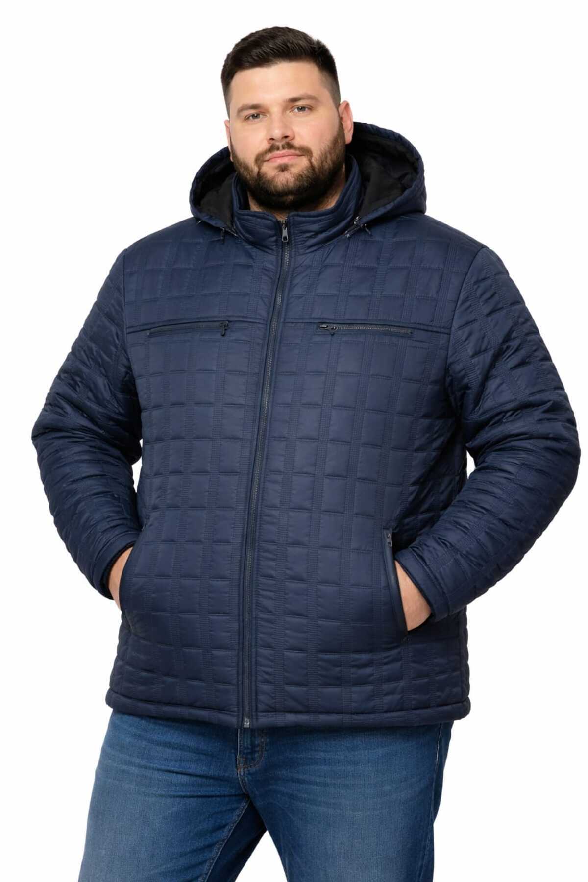 OKER Büyük Beden Erkek Seyyar Kapüşonlu Kapitone Mont,kaban 4,5,6,7,8XL.