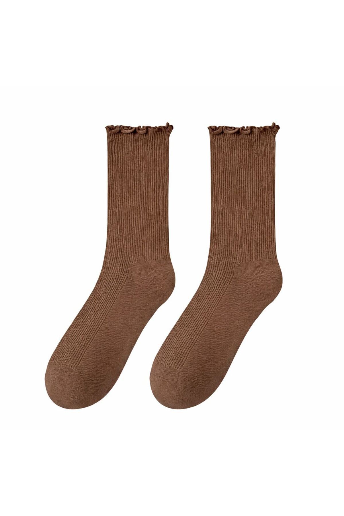 Sky Socks 5'li Fırfırlı Pamuklu Unisex Soket Çorap Seti görsel 6