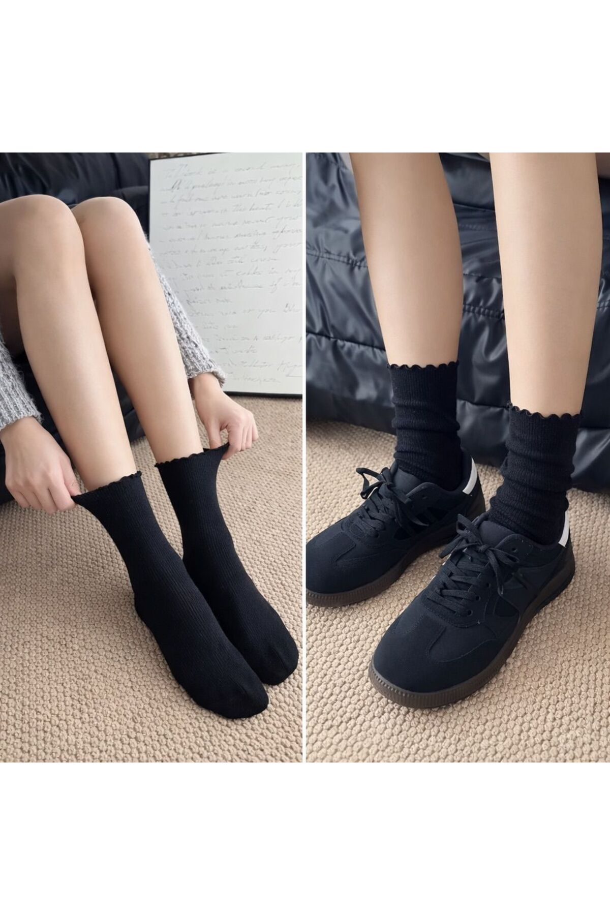 Sky Socks 5'li Fırfırlı Pamuklu Unisex Soket Çorap Seti görsel 7