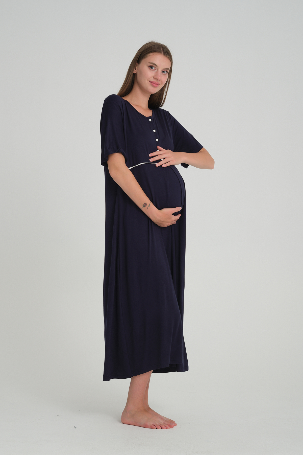 Rimel Homewear Lohusa Gecelik Sabahlık Takımı - Emzirme Detaylı Hamile 2'li Set - Doğum Çantası Temel Parçası fotoğrafı 7 (önizleme)