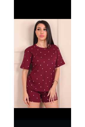 Bebece Bordo kısa pijama takımı