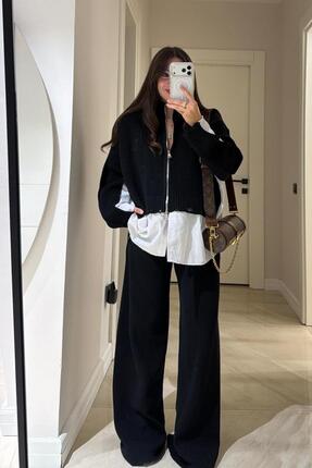 powermıxs Oversize Triko Ceket Pantolon Fermuarlı Takım Gömlek Detaylı Rahat ...