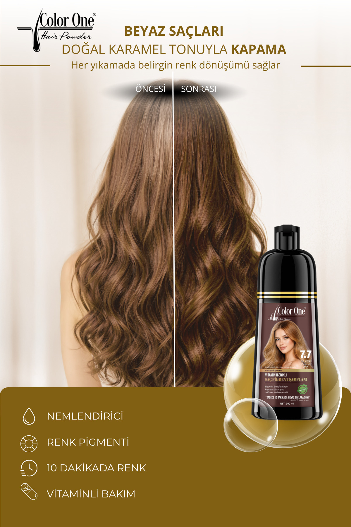 Karamel (Caramel) Saç Pigment Şampuanı 7.7 | 300 ML & Ton Etkisi — 8684556385549 — تصویر 2 از 6