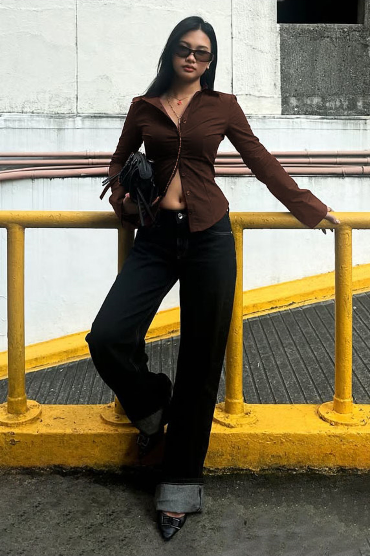 Seeh  Kahverengi Uzun Kollu Vücuda Oturan Gömlek SH356 - Görsel 6