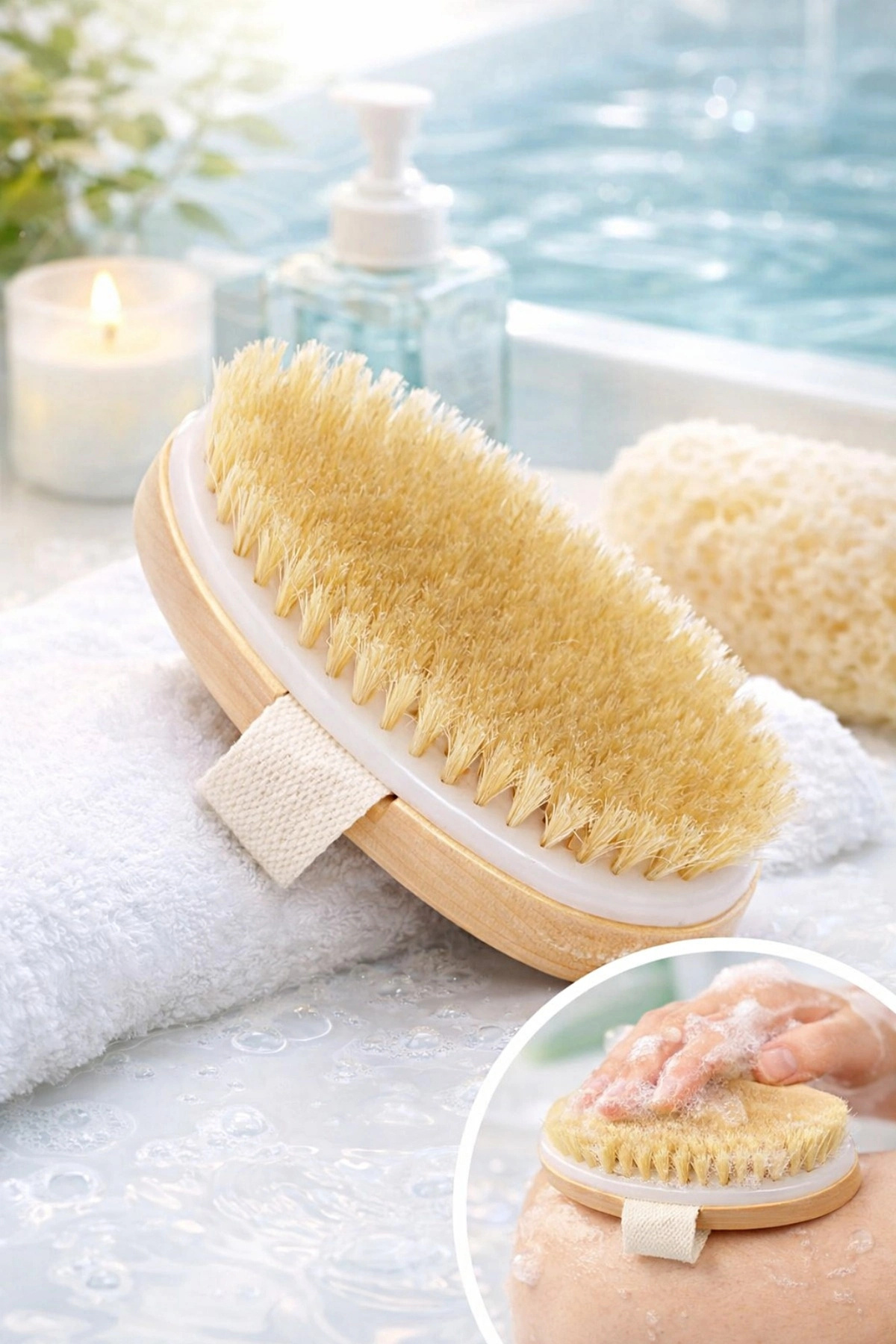 At Kılı Vücut Masaj Fırçası ve Banyo Kesesi – Ahşap Saplı Peeling & Bakım Fırçası — P4365S633 — تصویر 2 از 3