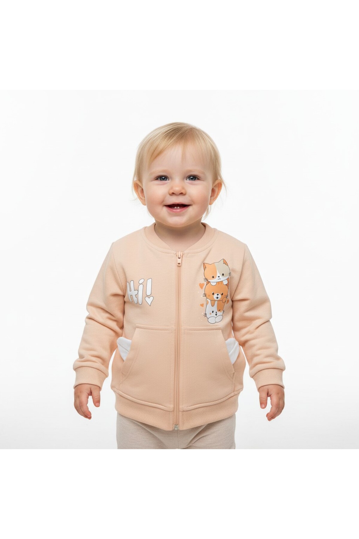 SeaBubbles Kedili Kız Bebek Hırka fotoğrafı 3 (önizleme)