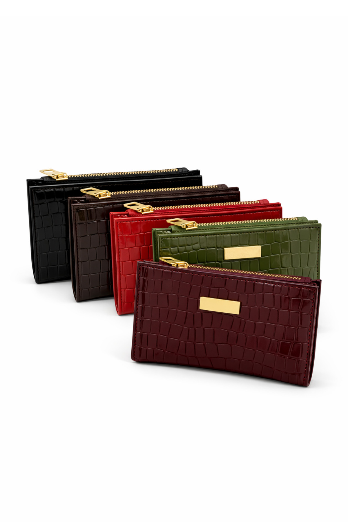 Adelina Bags  Kadın Timsah Deseni Görünümlü Basic Küçük Siyah Cüzdan - Görsel 6