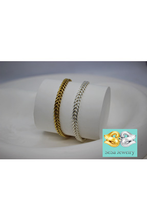 SeSa Jewelry Gold & Silver Balıksırtı Gümüş Zincir Bileklik Seti