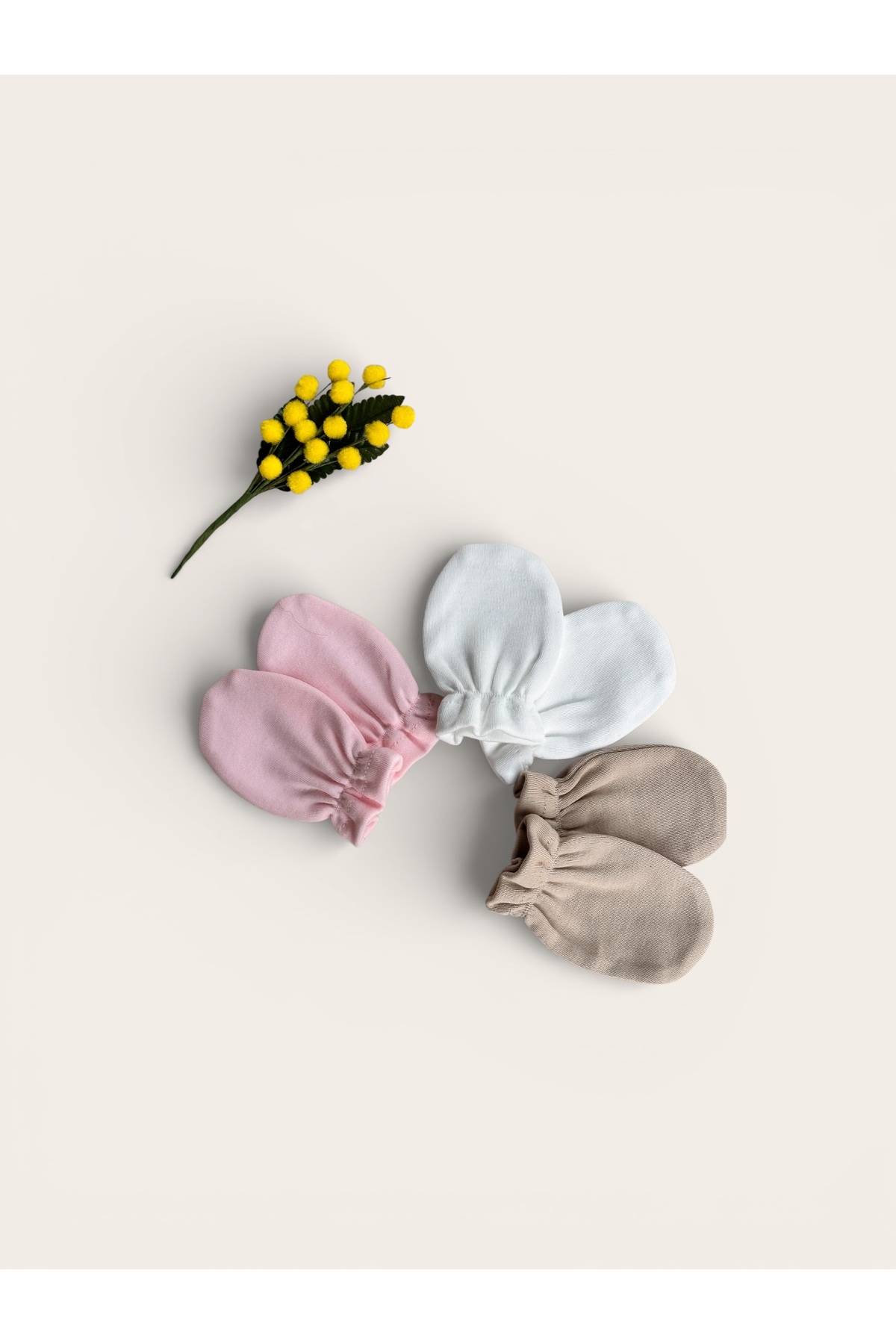 Mama Miel Baby 3'lü Yenidoğan Eldiven Set / Pembe-Ekru-Sütlü Kahve fotoğrafı 2 (önizleme)