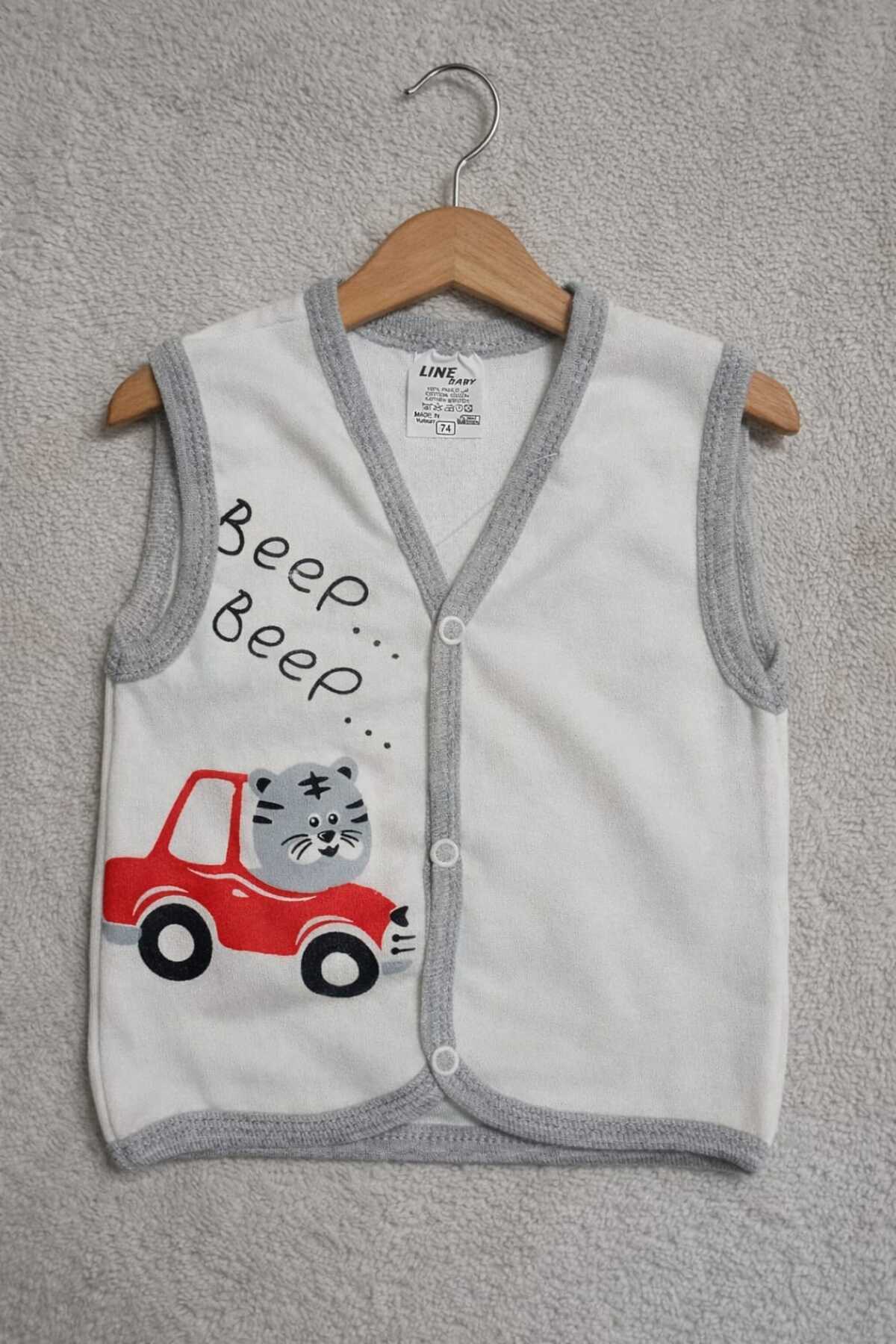 krm kerem bebe Pamuklu Çıtçıtlı Desenli Penye Bebek Yelek fotoğrafı 4 (önizleme)