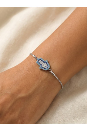 Galata Takı Zirkon Taşlı Meryem Model Gümüş Renk Ayarlanabilir Kadın Bileklik