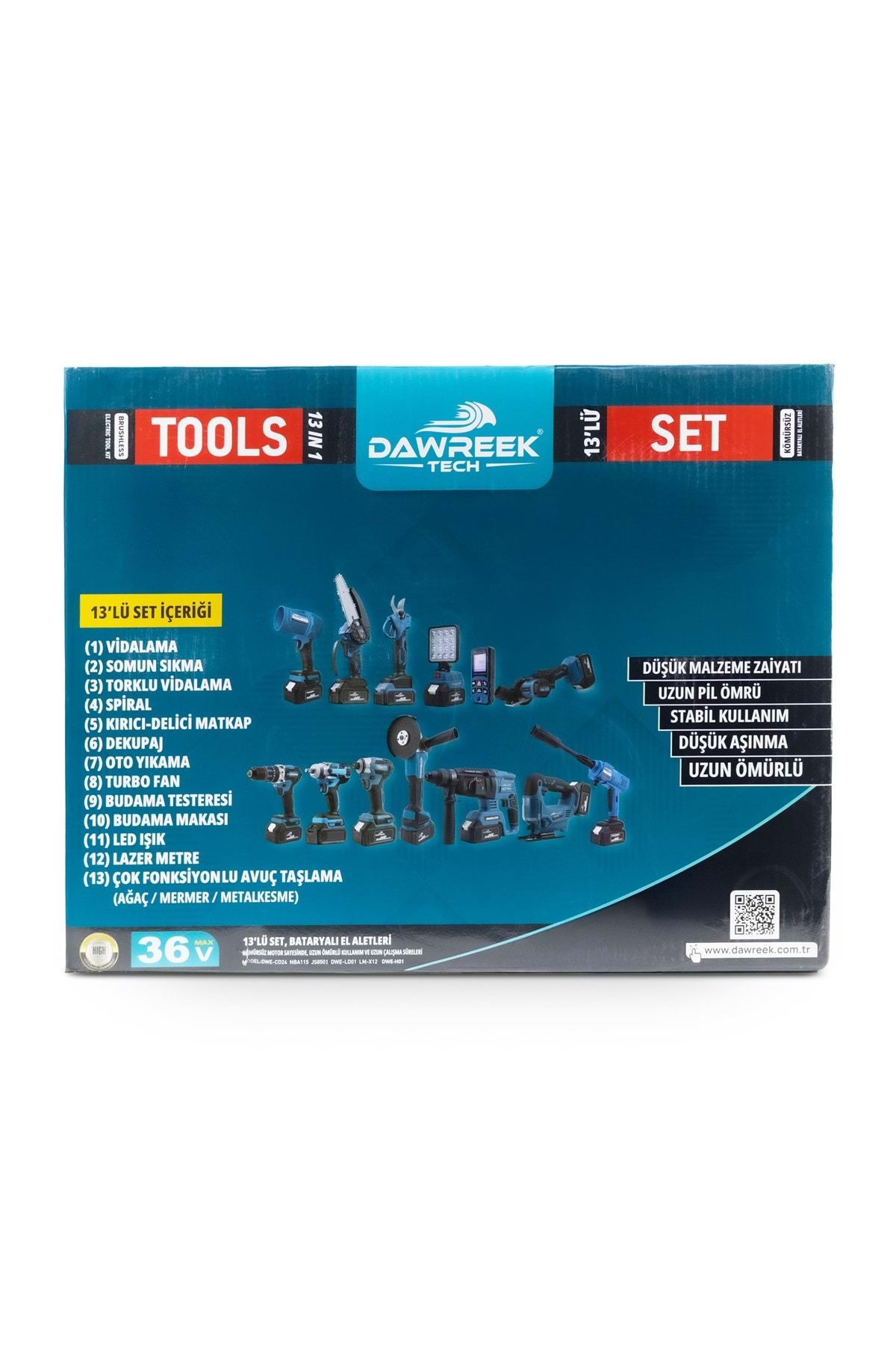 Dawreek 13'li Set Darbeli Akülü Vidalama 350 nm Tork ve 4 Akü ile
