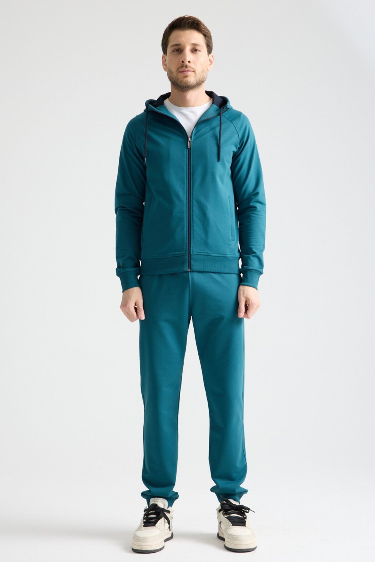 ست گرمکن مردانه کلاس Elite مدل Petrol Blue، فصلی، کلاه‌دار، ساق‌دار، راحت — سرمه SH20044 — تصویر 2 از 8